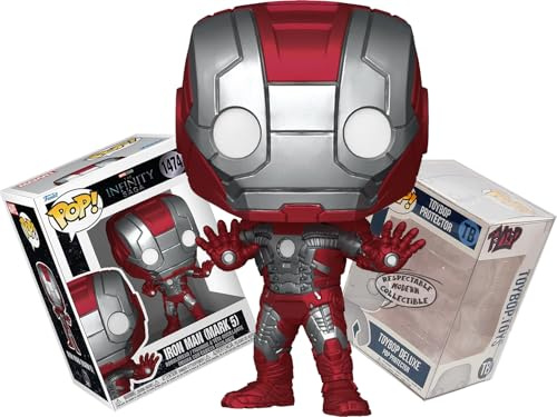 Funko MCU Archives - Iron Man (Mark 5) + Pop Protector: The Infinity Saga Pop! Marvel Movies Vinyl Figure (Gift Set Bundled with ToyBop Brand Box Protector Collector Case UV and Scratch-Resistant)