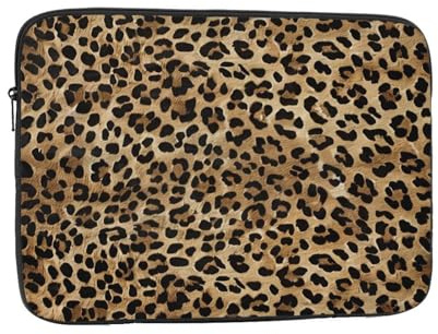 Leopard Skin Print Shockproof Laptop Sleeve 15 Inch, Oxford Fabric Case With Foam Padding, Lightweight Protective Cover For Pad Notebook, Business School Travel Use