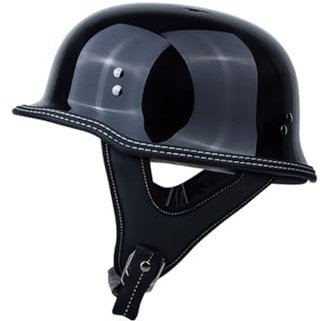 Caschi retrò con elmetto da soldato in acciaio in stile tedesco per uomo e donna Moto scooter e biciclette elettriche Guida quotidiana Certificato DOT Black M/57-58cm