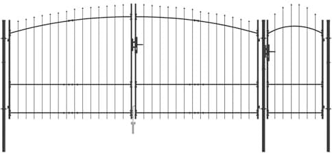vidaXL Garden Gate with Pointed Design Grey 175 x 500 cm Steel