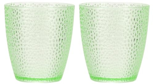 sourcing map Lot de 2 verres réutilisables en plastique transparent de 200 ml, incassables, empilables pour bière, cocktail, eau, jus, whisky (vert)