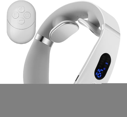 Neck Massager, Heating Cervical Device, Deep Vibration Travel Friendly Stress Reduction Sleek Finish User Friendly Portable Comfort, Muscle Massage for Home, Outdoor, Kitchen