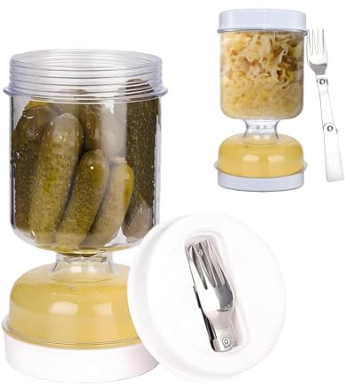 Bocal en verre avec tamis sablier, pot à concombre à retourner, pics et bocal à olive Flip pour séparer le jus des aliments secs et humides