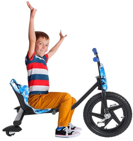 Drift Trike 90 * 68 * 60cm 80kg Vergrößerte Vorderräder Kinder Drift Roller Längen Verstellbares Design Flexibleren Driftmodus Bilden Sicherheit Drift Scooter für Kinder ab 6 Jahren (Blau Schwarz)