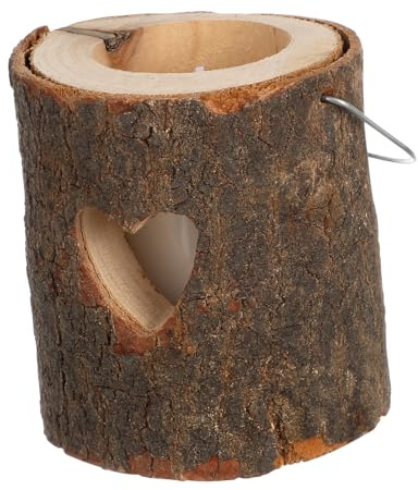 FUTUREORYY Kerzenhalter Herz Holz Baumstamm Hängend Laterne Teelichthalter Kerzendekor für Zuhause Romantik Kerzenschein Rustikale Tisch Deko für Hochzeit Valentinstag