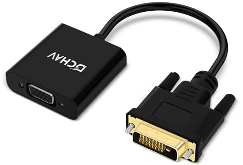 DCHAV Cavo adattatore da DVI a VGA, convertitore DVI-D maschio a femmina, 24+1 porta per monitor del computer, proiettore, TV, vecchia scheda video (connessione direzionale da digitale ad analogico)