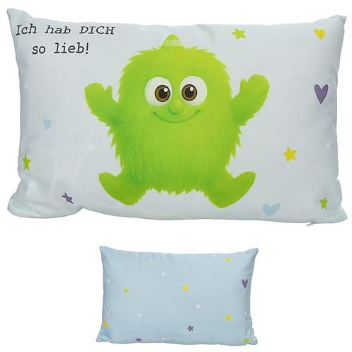 Cepewa Kissen Mutmacher | 40x25cm Baumwolle 180g Polyesterfüllung Reißverschluss | Kuschelkissen einseitig Bedruckt zum Verschenken | Seelentröster-Kissen Geschenk (hellblau, 40x25cm)