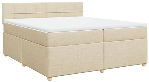 HETFTJN Boxspringbett 200x200 cm Creme mit Taschenfederkernmatratze