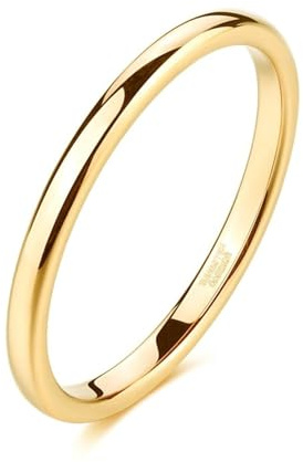 Beydodo Trauring Ehering Wolfram Herren Damen Einzeln Gold, Verlobung Ringe 2MM 4MM 6MM 8MM Hochglanzpoliert Bandring