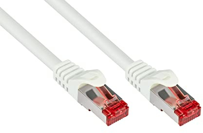 Good Connections Cat. 6 Ethernet LAN Patchkabel mit Rastnasenschutz RNS, S/FTP, PiMF, PVC, 250Mhz, Gigabit-fähig (10/100/1000-Base-T Ethernet Netzwerke), für Patchfelder, Patchpanels, Switch, Router, Modems, weiß, 0,25m