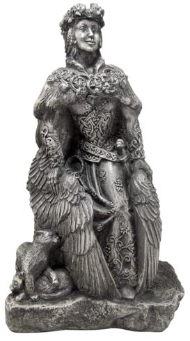 Freya Statue nordische Göttin der Liebe, Schönheit und Krieg, 33 cm, Wicca-Altarstatue, Stein-Finish