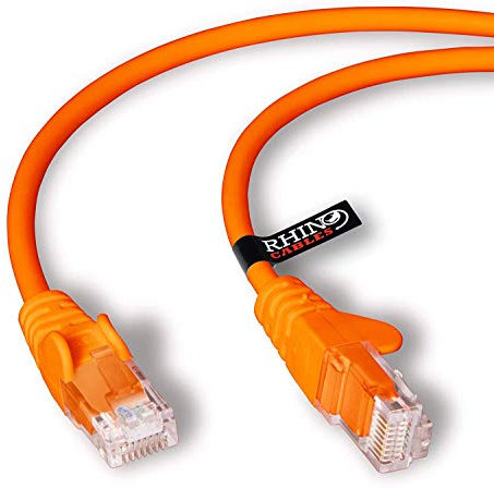 rhinocables CAT 6 High-Speed Gigabit Ethernet Cable - Patch Network Lead for LAN| Snagless UTP With LSZH Jacket | RJ45 Connector - Internet, Router, Modem, Smart TV, PC & More (5m, Orange, Pack of 1)