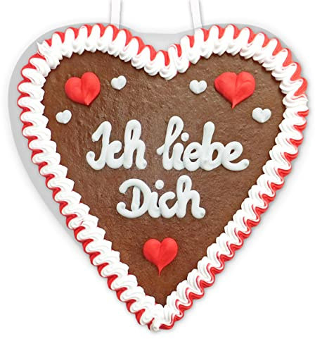 Lebkuchenherz mit Spruch Ich liebe Dich, ca. 21 cm | LEBKUCHEN WELT Süßer Liebesbeweis für Partner, Freund oder Freundin – Geschenkidee für Valentinstag und Lieblingsmenschen