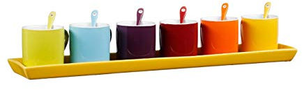 service à café 6 couleurs + cuillerres+plateau