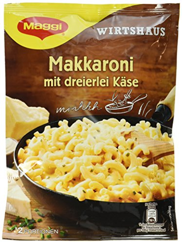 Maggi Wirtshaus Makkaroni mit dreierlei Käse, 170 g Beutel, ergibt 2 Portionen, 12er Pack (12 x 170g)
