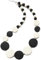 COOLSTEELANDBEYOND Schwarz Weiß Holz Kreis Scheibe Wulst Kette Halsband Choker Halskette Anhänger, Abendkleid Bankette Einzigartige