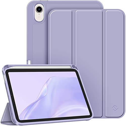 FINTIE Custodia per iPad Mini 7ª Generazione 2024 (A17 Pro) / Mini 6ª Generazione 2021 8,3 con Pencil Holder - Sottile Leggero Cover Posteriore in Morbido TPU con Auto Sveglia/Sonno, Lilla Viola