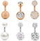 Incaton Bauchnabelpiercing 6MM Stablänge Nabelpiercing Ring Banane Piercing mit Kristall Kugeln Piercing Schmuck Set Silber Rosegold 6 STK 14 Gauge
