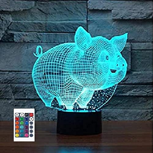 3D Tier Schwein Fernbedienung 16 Farben Nachtlichter Illusion Acryl LED Tisch Nachttisch Lampe Kinder Schlafzimmer Schreibtisch Dekor Geburtstag Geschenke Spielzeug für Kinder