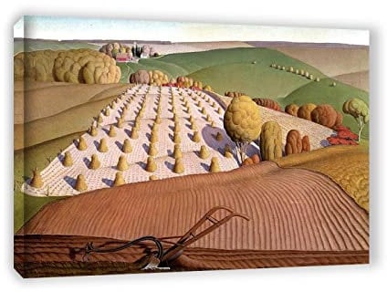 Grant Wood Bilder auf Leinwand, Reproduktionen, berühmtes Ölgemälde, Druck auf Leinwand, Herbstlaub, Poster und Kunst, Wanddekoration, 30 x 42 cm, gerahmt