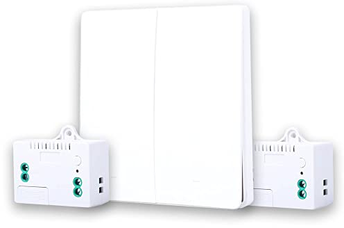 1x ZWEIFACHER SERIENSCHALTER +2x FUNK EMPFÄNGER LX-QR101W für Funkschalter System Batterielos Kabellos Wireless Wandschalter & Batterieloser Drahtloser Funk Empfänger Keine Verkabelung KINETIC