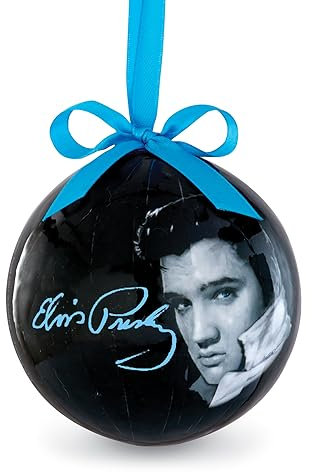 Elvis Presley Ornament Schwarz und Weiß Foto – Mid-South Products: Hängendes Kunststoff und Viskose Ornament für Weihnachten