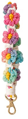Poagoep Makramee-Schlüsselanhänger, handgefertigt, Armband, Schlüsselband für Schlüssel, niedlicher Blumen-Schlüsselanhänger für Frauen, Mehrfarbig2, Medium