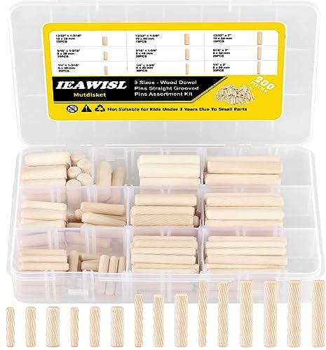 200 Pezzi Tasselli in legno, Perni Legno 6mm 8mm 10mm Cavicchi Legno, Spine Legno, Tasselli Aghi in Legno Conici Scanalati per Fresatrice, Scanalature, Artigianato, Bricolage, Falegnameria