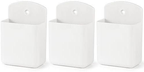 WAAYANG 3-in-1 Remote Control Organizer - TV Controller & Pen Holder, Self-Adhesive, Wall-Mounted, White
