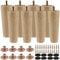 FUNSUEI 8 PCS 15cm Wooden Furniture Leg, Table Legs Wooden, Replacement Chair Legs with Mounting Plates and Screws Wood Sofa Legs for Armchairs, Couches, Ottomans, Cabinets
