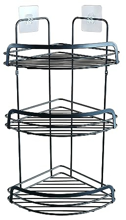 Douceur d'Intérieur, Eck-Duschset (22,8 x 29,8 x 49 cm), kabelgebunden, Premium Schwarz, Metall