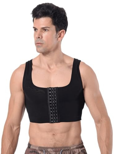 SUIUOI Body shaper da uomo, a compressione piatta, per nascondere ginecomastia, maglione per il petto, a compressione, dimagrante, corsetto, canottiera, canottiera, shapewear