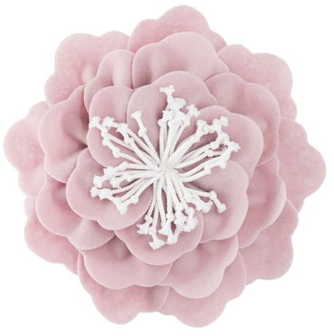 JWH Handgefertigter Kissenbezug mit Blume, weiße Streifen, dekorativer runder Kissenbezug, Stereo-Kissenbezug für Bett, Couch, Schlafzimmer, Stuhl, 35,6 cm, Rosa