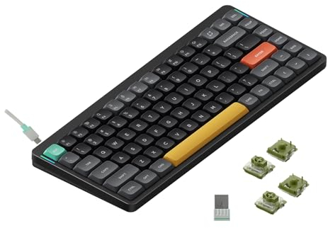 nuphy Air75 V2 Kabellose mechanische Tastatur, 84 Tasten RGB Hot-Swap Tastatur, unterstützt Bluetooth 5.1, 2.4G und kabelgebundener Verbindungc für PC/Laptop/Windows/Mac-Black Gateron Moss Switch