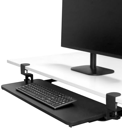 QWORK® Under Desk Keyboard Tray, under desk keyboard tray sliding, with C Clamp, Bearing weight 20kg