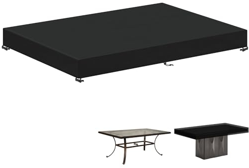 LAMUNI Tisch Abdeckung Outdoor Tischplatte Abdeckung Gartentisch Schutzhülle Gartenmöbel Hülle Wasserdicht Tischplattenhülle Gartentischhülle Abdeckplane Gartentisch, Rechteckig, 220x110x15cm
