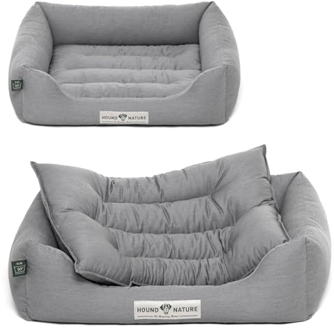 HOUND & NATURE | Öko Hundebett Bern | Weich/Soft | Gr. S für Kleine Hunde - Kuscheliges Hundebett Waschbar mit Wende - Liegekissen (S - 75x60 cm, Hellgrau)