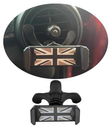 Generic MINI R50 R52 R53 Union Jack Porta Cellulare Auto, 360 Gradi di Rotazione Telefono Auto per Presa D'aria Compatibile con Mini Cooper One/S/JCW R50 R52 R53 2002-2006(Union Jack Grigio)