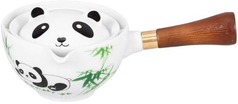 PRETYZOOM Chinese Ceramic Teapot 360 Rotation Tea Maker Panda Pattern Teapot Porcelain Japanese Teapot with Side Handle Ceramic Single Pot Handheld Teapot 150ml