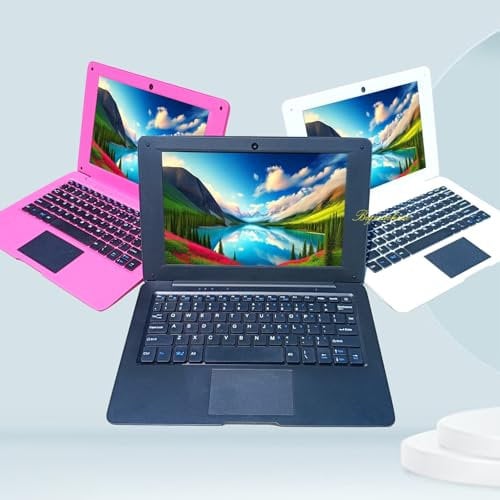 Laptop Computer Mini 10 Inch Quad Core Powered by Android 12 Netbook 64GB Small Computer with WiFi Webcam Bluetooth,Charger Mouse Included,Suitable for Children and Students, 4 Color Options (Black)