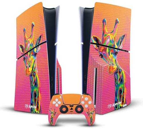 Head Case Designs Offizielle P.D. Moreno Giraffe Tiere II Vinyl Haut Gaming Aufkleber kompatibel mit Sony PlayStation 5 PS5 Slim Disc Edition Console & DualSense Controller