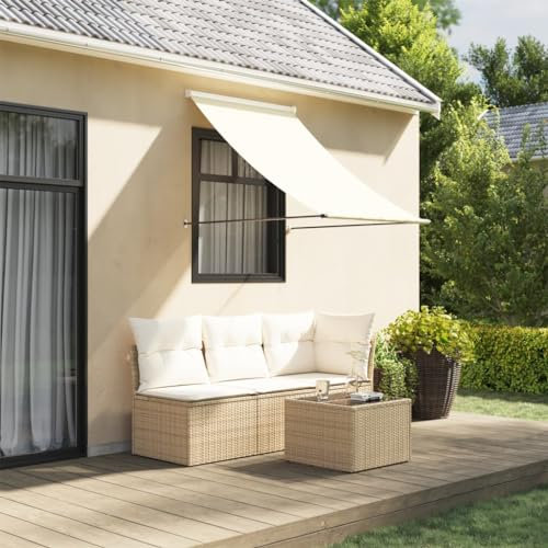 CIADAZ Toldo retráctil de Tela y Acero Crema 150x150 cm, Toldo Balcon, Toldos Exterior Terraza, Toldos para Ventanas, Toldo Vertical Exterior - 368758