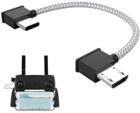 Wonvify Remote Controller Data Cable Nylon da Type-C to Micro USB Per Controller, per DJI Mini SE, Mavic Mini, Mavic 2 Pro Zoom/Mavic Air/Mavic Pro Platinum, Cavo Di Prolunga Phablet OTG RC (15 cm)