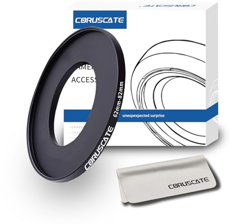 62mm auf 82mm Objektivadapter Ring,Step Up Ring Filter Adapter Kompatibel mit Allen 62mm Objektiven mit 82mm UV ND CPL Filter +1pcs Objektivreinigungstuch