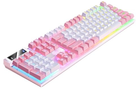 Teclado de Ordenador con Cable, Teclado mecánico con Cable, Teclado de | tamaño Completo 104 Teclas, Teclado Brillante, Teclado de Escritorio, Teclado de Juego para PC