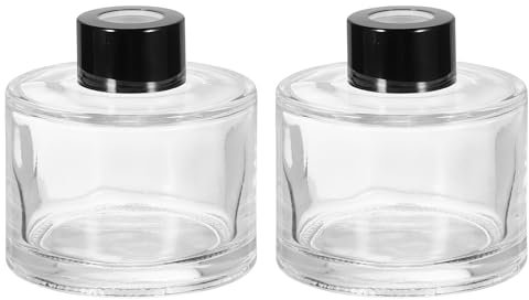 sourcing map 2pcs 120ml/4oz Empty Glass Diffuser Bottle 3 x 2.8 Refillable Fragrance Accessories Aromatherapy Jar Container for Replacement Reed Diffuser DIY Home Bathroom Transparent