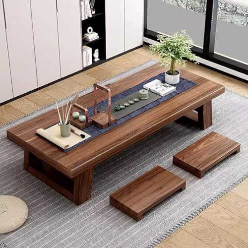 Japanesestyle Chabudai Niedriger Tisch aus Massivholz für Bodensitz, Esszimmer im Wohnzimmer oder Empfangsraum