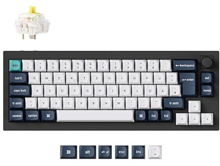 Keychron Q2 Max Custom Mechanische Gaming-Tastatur, QMK Programmierbarer Knopf 2,4 GHz/Bluetooth 5.1/Kabelgebunden, Deutsch DE ISO 65% Kompakter RGB Hot-Swap mit Gateron Bananenschalter