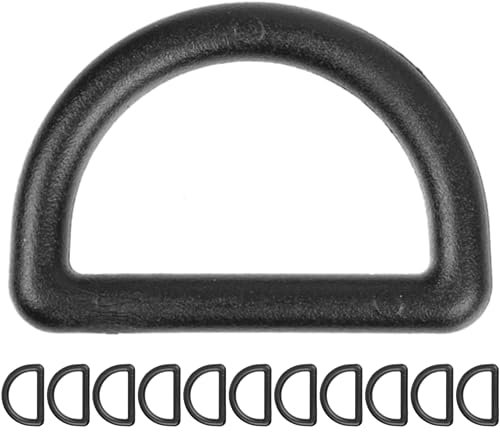 D-Ringe aus Hartplastik, 12 Stück, für 25 mm breite Gurtbänder, in Schwarz, 4 mm starker Ring, D Ring ohne Öffnung, halbrunder Ring aus ABS Kunststoff, Plastikring Schnalle DIY, Gurtband, Gurtriemen