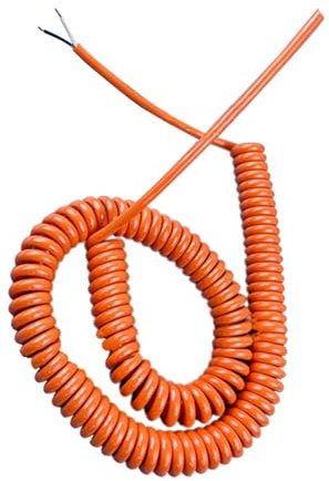 Teleskop Netzkabel, Kabelschnur 2 Kerne 20AWG 0,5mm² Spiralkabel Orange Federkräuselkabel Teleskopdraht Dehnbar 1 Meter 5 Meter 10 Meter Drahtspiralverlängerung (Stretch 3 Meters)